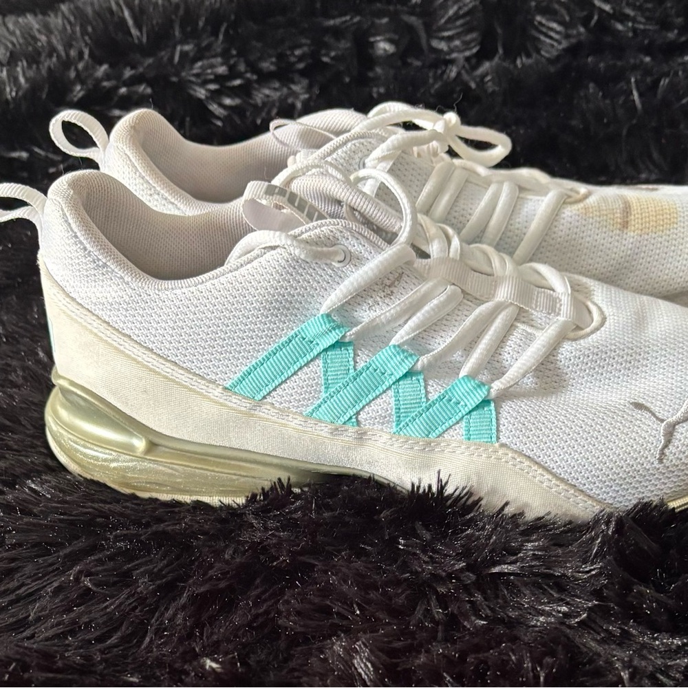 Puma White and Teal Athletic Shoes